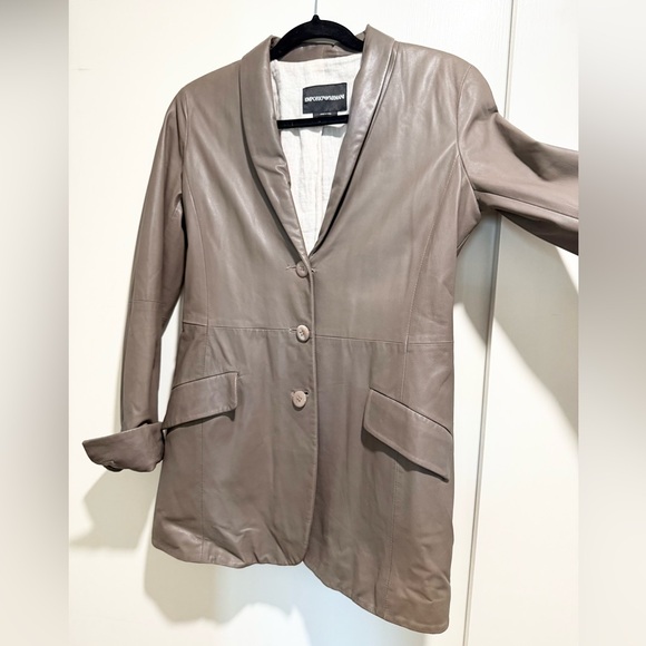 Emporio Armani Taupe Lamb Leather Jacket - Picture 9 of 14